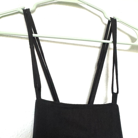 Anthropologie Midi Black Strappy Modern Pinafore Cotton Blend Apron Dress Size 8 - Picture 5 of 15